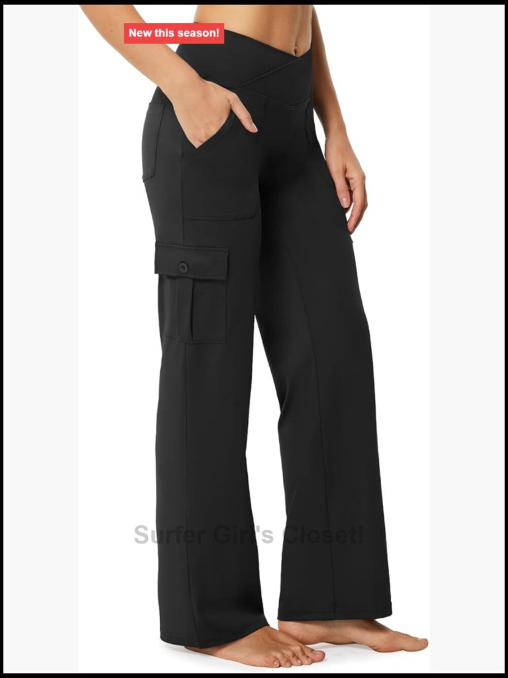 Wide Leg Yoga Pants with 6 Pockets Stretchy Cargo Work Dress Pants High Waisted